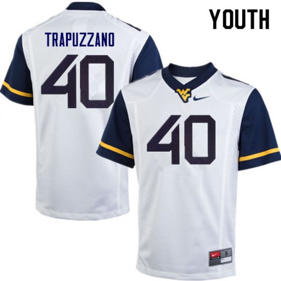 Youth West Virginia Mountaineers NCAA #40 Sam Trapuzzano White Authentic Nike Stitched College Football Jersey RN15W77HZ